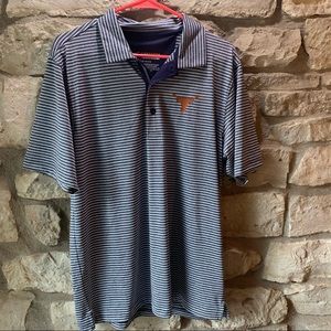 Longhorn Navy and White Striped Dry Fit Polo
